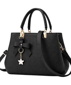 Rovaa Noir Elegance Shoulder Bag with Signature Bow Detail